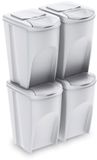 Keden Sortibox Set Van 4 Afvalbakken 4x35l Transparant