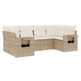 vidaXL 6-delige Loungeset met kussens, polyrattan, beige