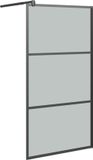 vidaXL Inloopdouchewand - 100x195 cm - Zwart - ESG-glas