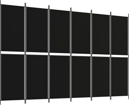vidaXL Kamerscherm met 6 panelen 300x200 cm stof zwart