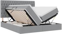 vidaXL LED opbergbed met matras Lichtgrijs 200 x 200 cm Stof