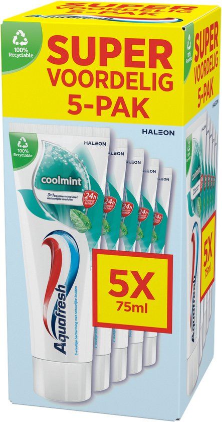 Aquafresh Coolmint Tandpasta, 5 x 75 ml