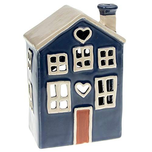 Village Pottery Theelichthouder in hartvorm marineblauw