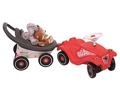 BIG Spielwarenfabrik BIG - Buggy - 3-in-1 multifunctionele aanhanger, loopwagen met verstelbare remfunctie, inclusief 4 fluisterwielen, Bobby Car hanger, voor kinderen vanaf 1 jaar