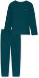 SCHIESSER Pyjama lang ' Modern Bonded ' petrol / donkergroen