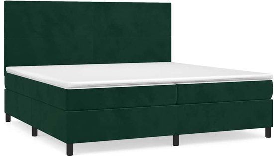 vidaXL Boxspring met matras fluweel donkergroen 200x200 cm