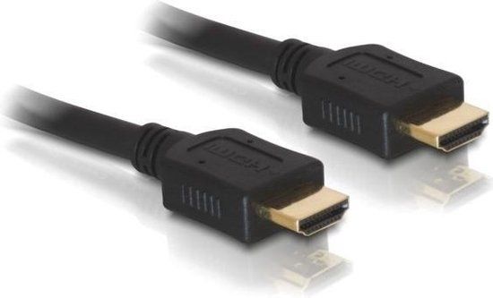 Delock 84407 HDMI-kabel HDMI Aansluitkabel HDMI-A-stekker 2 m Zwart Rond, Afgeschermd, Vergulde steekcontacten, Verdraaid