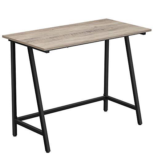 Vasagle Computerbureau, schrijfbureau met stalen frame, rustieke top, werktafel voor kantoor- en thuisstudie, eenvoudige montage, 100 x 50 x 75 cm, industrieel, groen en zwart LWD040B02