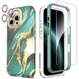 SHEDEER voor iPhone 16 Pro Max hoesje met Camerabeschermer + Schermbeschermer & Voorframe, TPU Schokbestendige 360° Bescherming, Krasbestendig telefoonhoesje, Dromerig groen