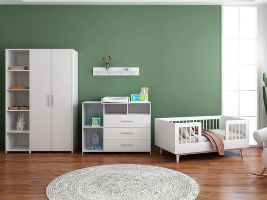 Cabino Born Lucky ® Peuterkamer Timo Wit 3 Delig met Commode Jim en Lars Kledingkast