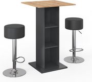 Vicco Rodeo Bartafel set – 70 x 70 cm met 2 barkrukken Antraciet