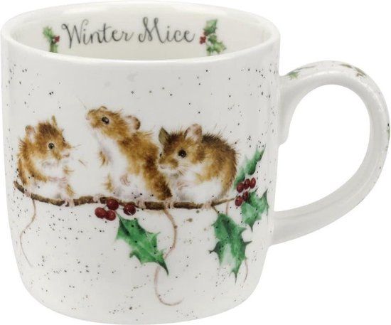 Wrendale Mok - Winter Mice - Porselein - 300 ml - Ecru/Multi