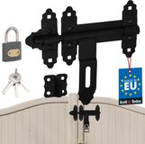 KOTARBAU® Poortgrendel - Deurgrendel - Schuifpoort Grendel 200 mm - Deurslot met Hangslot Gat - Slotgrendel - zonder Hangslot - Gepoedercoat Staal - Zwart