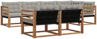 vidaXL Hoek loungeset 7 zitplaatsen Acacia hout Naturel en lichtgrijs
