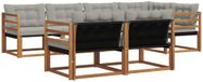 vidaXL Hoek loungeset 7 zitplaatsen Acacia hout Naturel en lichtgrijs