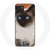 Maniacase Etui voor Samsung Galaxy A03 Siamees zwart-wit blauwe ogen