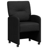 vidaXL Eetkamerstoelen met wielen, 2 stuks, zwarte stof, 57 x 67 x 95 cm