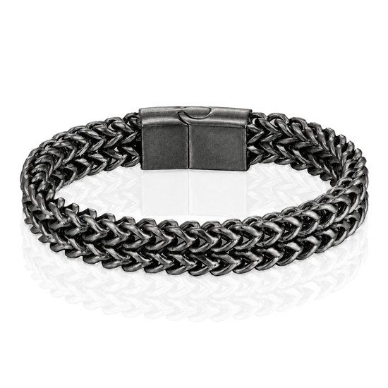 LGT JWLS Heren Armband - Dubbele Curb Chain van Retro Zilver Edelstaal-21cm