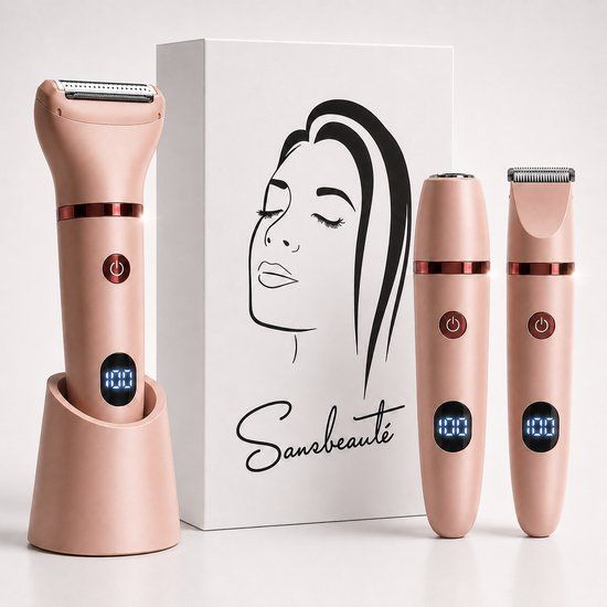 Sansbeauté 3-in-1 Ladyshave met Display - Pink Edition | USB Oplaadbaar