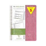 Clairefontaine 782396Cpack Nomaddict (ex Age Bag) Pak 5 Notitieboeken Spiraalbinding My.dailyplanner Oudroze - A5 14,8x21-250 Uitscheurbare Pagina’s Dagrooster DOT - Wit Papier 90g - Omslag Karton