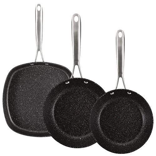 San Ignacio Pannenset - 3-delig - Gesmeed Aluminium - 20-28 cm + Grillpan
