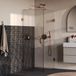 Brauer Void - Carving Douchecabine met Draaideur - Helder Glas - 90x100x200 cm - incl. Glascoating - PVD Koper Geborsteld