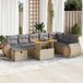 Maison Exclusive - Ensemble de jardin, 9 pièces, avec coussins, beige, en polyrotin et bois d'acacia