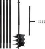 vidaXL Grondboor met handvat 250 mm met verlengbuis 4 m staal