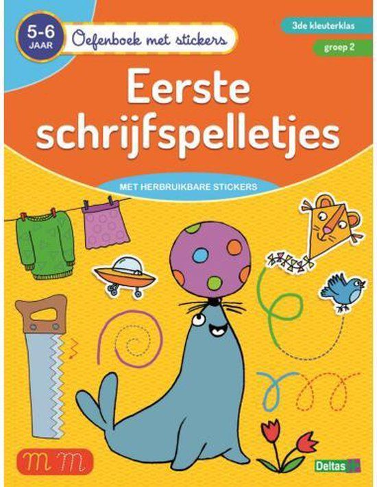 Znu Oefenboek met stickers - Eerste schrijfspelletjes 5-6 jaar - 3de kleuterklas - groep 2