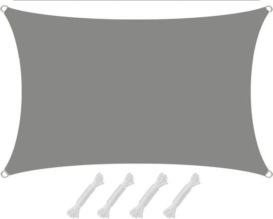 AMANKA Zonneluifel Rechthoekig 1 x 2m - Grijs - Waterdoorlatend - Polyester