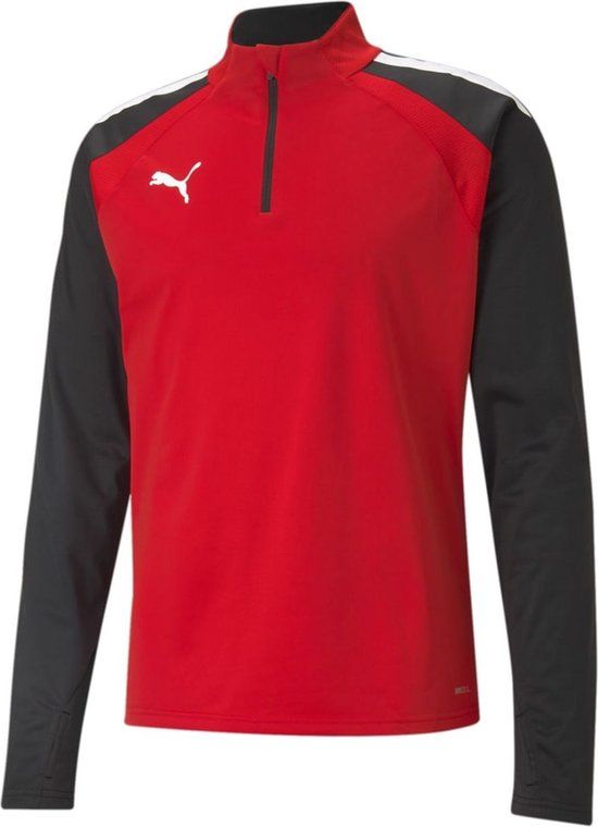 PUMA TeamLIGA 1/4 Zip Sporttrui - Zwart/Rood - Maat 152 - Unisex