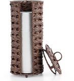 Ibenzoa® Ruime Vloettoiletpapierhouder met Deksel, Bruin Geweven Design voor Badkamer
