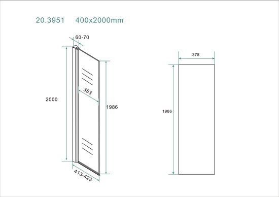 Wiesbaden Comfort scharnierende zijwand 40cm - Chroom - 10mm - Antikalk