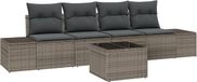 vidaXL Canapé avec coussins 5 pièces Gris Poly rotin