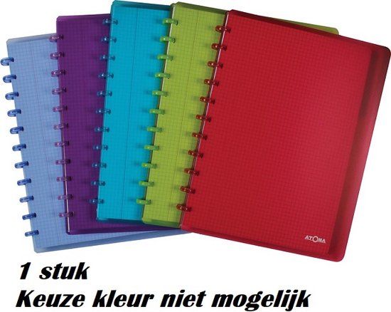 Atoma Trendy schrift, A5+, 120 bladzijden, commercieel geruit, met 6 tabbladen, in geassorteerde kleur