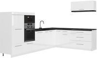 Vicco Hoekkeuken Fame-Line, Blanc Laqué/Blanc, 327 x 227 cm sans plan de travail