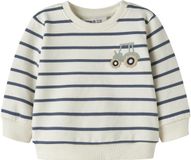 NAME IT Baby Gestreepte Sweater met Borduurwerk - Lange Mouw - Ronde Hals - Katoen - Maat 74 - Ecru