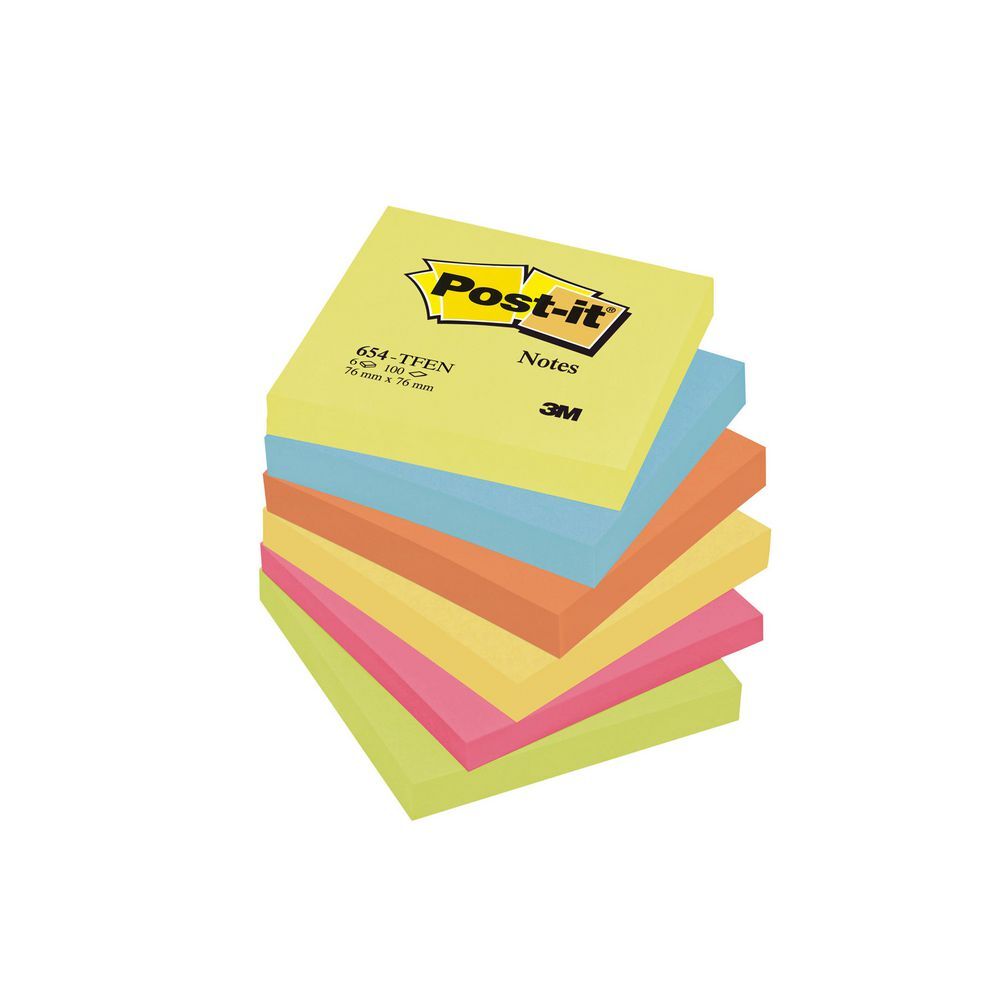 Post-it Sticky Notes Blok 76 x 76 mm Energetic Collectie 6 stuks 100 vellen