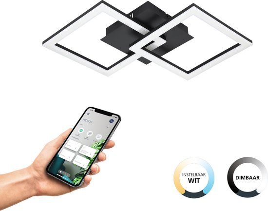 EGLO connect.z Paranday-Z Smart Plafondlamp - 52,5 cm - Zwart/Wit - Dimbaar - Zigbee