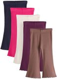 Next - Meisjes - Set van 5 geribbelde leggings met uitlopende pijpen - Oranje
