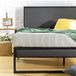 Zinus Christina Bedframe, 36 cm, met platform en gevoerd hoofdeinde, houten lattenbodem, eenvoudige montage, 150 x 200 cm, grijs