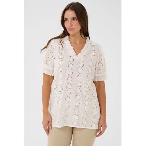 Kaffe Curve Kaffe Kaffe Curve blousetop wit broderie