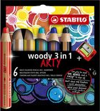 STABILO Crayons STABILO 880 woody 3 in 1 Arty incl taille-crayon ass 6 pièces | 5 pièces