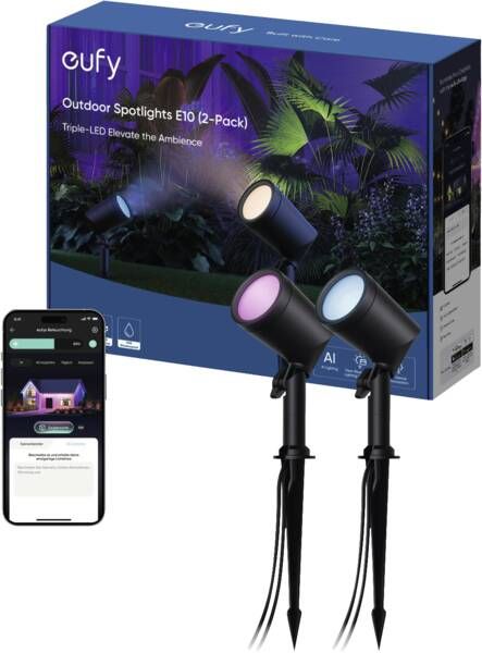 Eufy Lightning Spotlampen E10 2-Pack - Slimme Buitenverlichting - Zwart