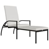 VidaXL Lounge Tuinstoel met Gecapitonneerde Zitting, Gegalvaniseerd Staal, Polyester, Polyrattan, Crème/Wit