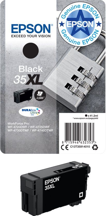 Epson 35XL - XL - zwart - origineel - inktcartridge