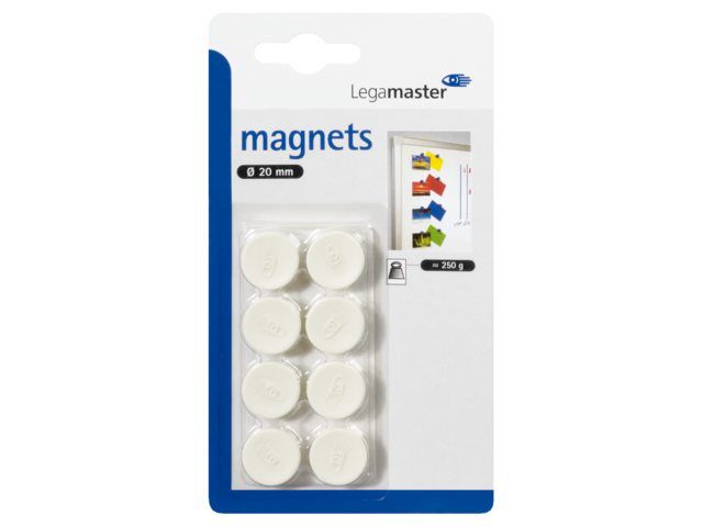 Legamaster Magneet 20mm 250gr wit 8stuks