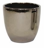 Mega Collections Bloempot Emperor - rond - zilver - D30 x H31 cm - glans