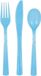 Set de couverts réutilisables transparents - Idéal pour les fêtes - 18 pièces - Bleu