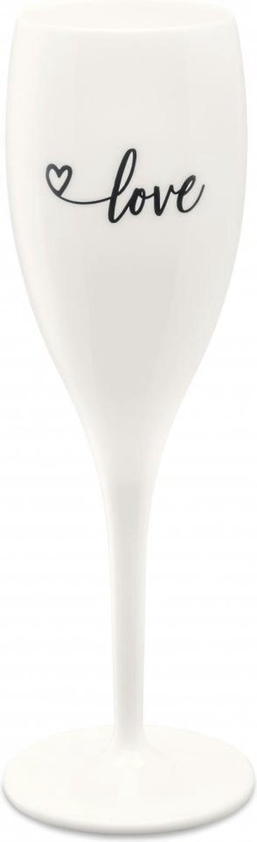 koziol Champagneglas - Opdruk CHEERS NO. 1 love - 100 ml - Cotton white